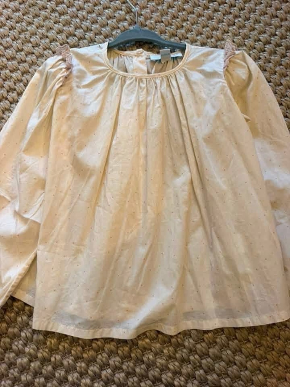 Marie Chantal Girls Cream Long-Sleeve Peasant Top